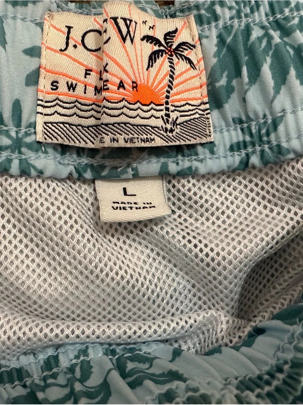 J.Crew Light Blue Floral Swim Shorts with Pink Accent